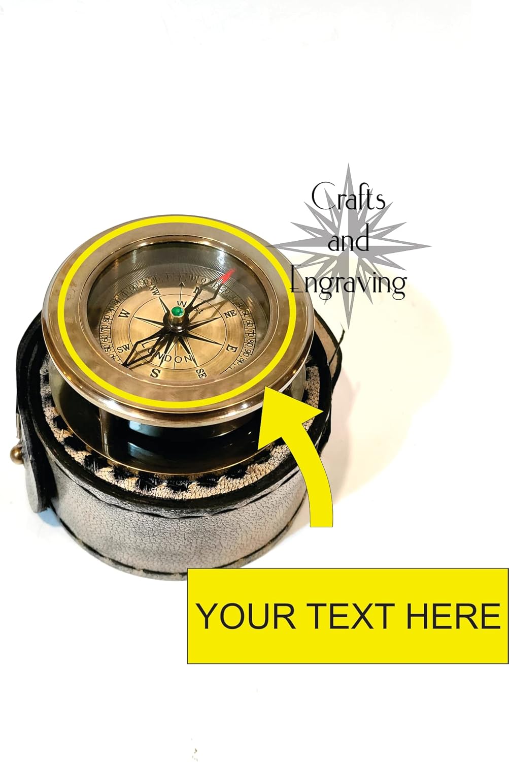 Crafts and Engraving 3" Personalized Nautical Folding Magnifier Compass Direction with Handmade Leather Box | Birthday | Anniversary | Love | Baptism Gift Item