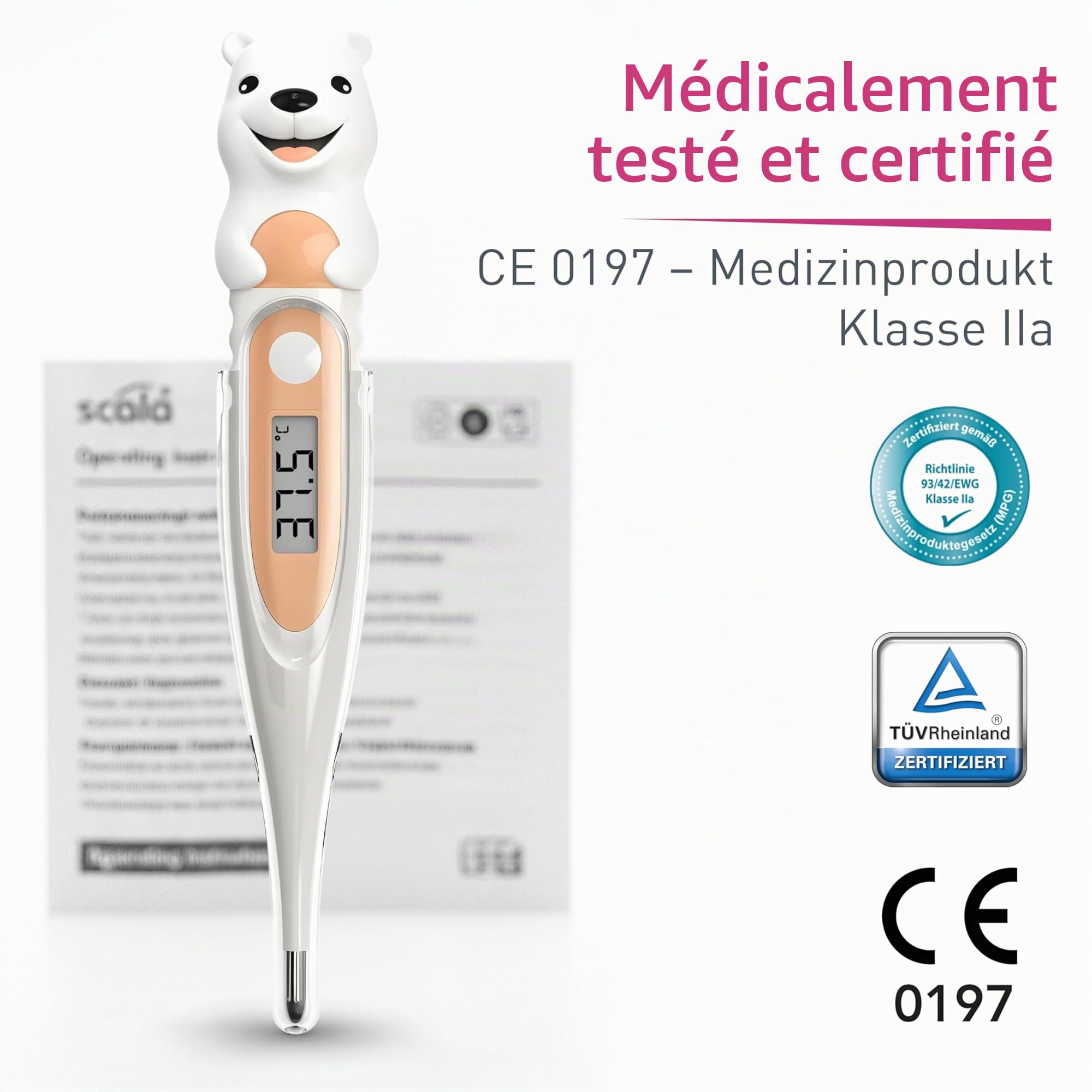 scala thermomètre clinique numérique SC 44 flex Speed ours polaire