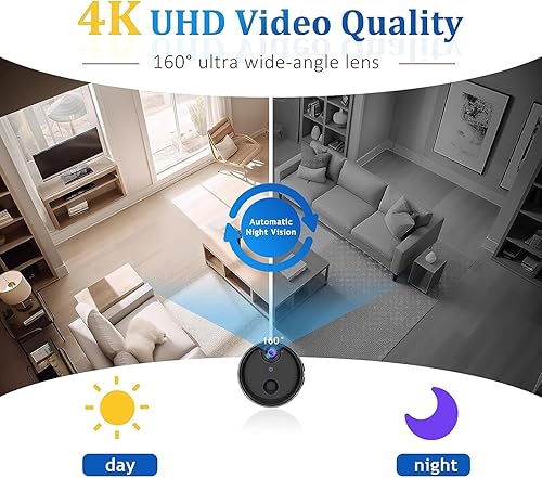 Miniatura 5 de Yoidesu Cámara espía oculta, 1080P WiFi Mini niñera cámara de vigilancia para seguridad de oficina en casa, noche, detección de movimiento, lente