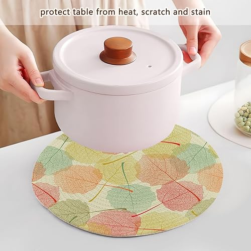 Miniatura 5 de 3 Pcs Pot Holder Trivet Mats Fall Autumn Transparent Color Leaves for Hot Pots and Pans 15in Cotton Thread Weave Hot Bowl Holder for Instant Pot