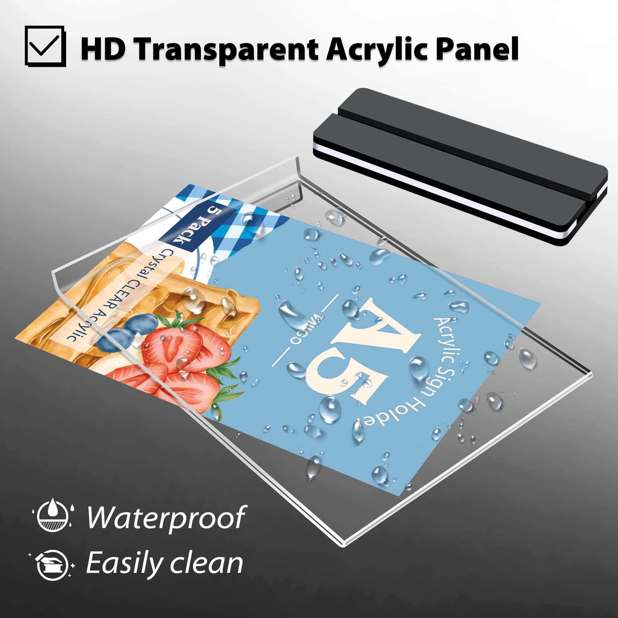 woshilaoDS A5 Acryl Bordhouder Stands, 2 Stuks Menu Poster Houder Stand, Doorzichtige Acryl Verticale Dubbelzijdige Plastic Display Stands voor