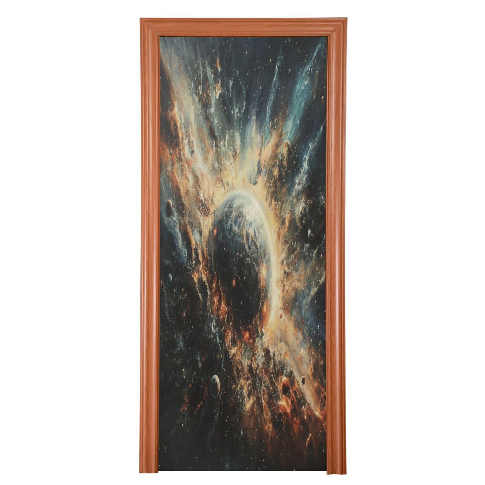 FLildon Space Planet Explosion Door Cover Decoration, Party Accessory Porch Decor for Festive Ornament Room Door Covers 36 x 98 Inch