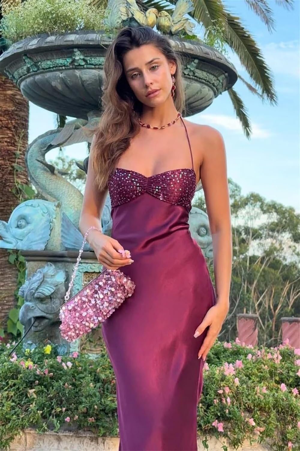 Sparkly Sequin Satin Prom Dresses for Women Mermaid Spaghetti Straps Long Corset Formal Evening Gowns