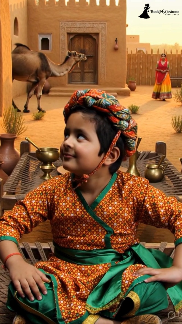 Buy BookMyCostume Rajasthani Indian State Fancy Dress Costume for Boys and  Men | With Pagdi 5-6 years Online at Low Prices in India