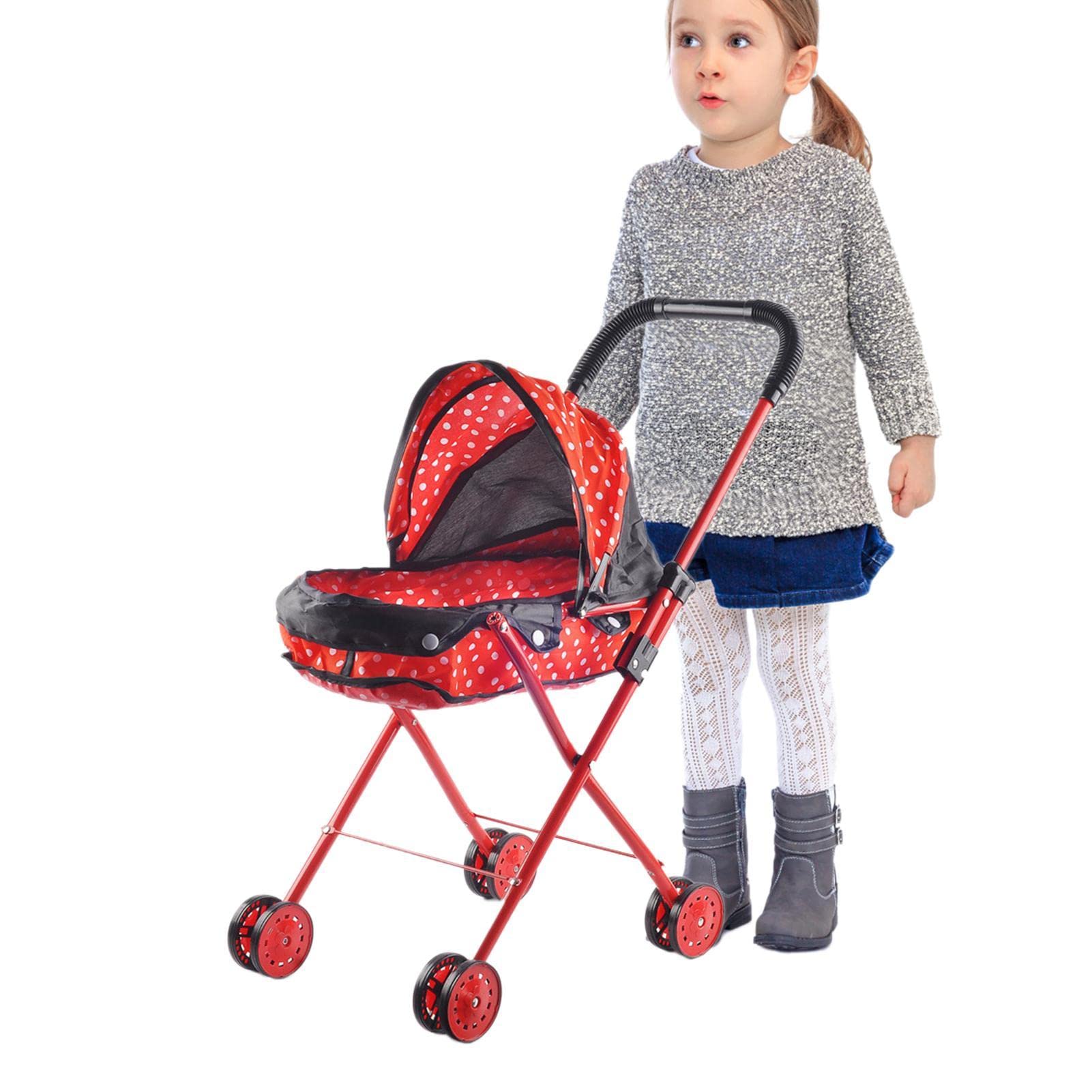 Poussette Poupée Fille - Jouet Déguisement, Landau Pour Maison - Cadre En Fer, Tissu Doux - Cadeau Anniversaire