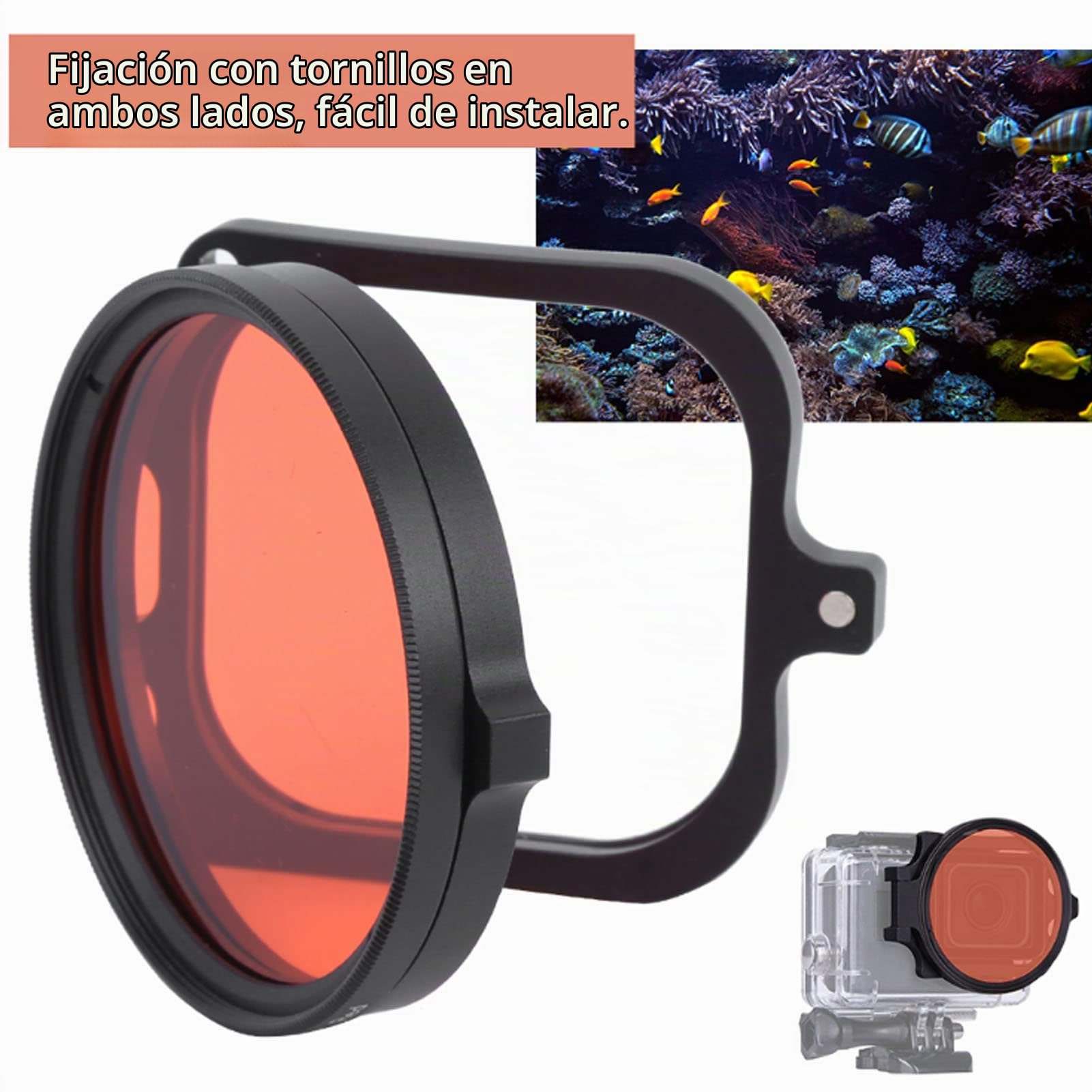 VBESTLIFE Filtro Rojo de 58 Mm, Cámara de Acción 16X Filtro de Buceo de Lente de Primer Plano Macro para Hero 9, para Fotografía Submarina