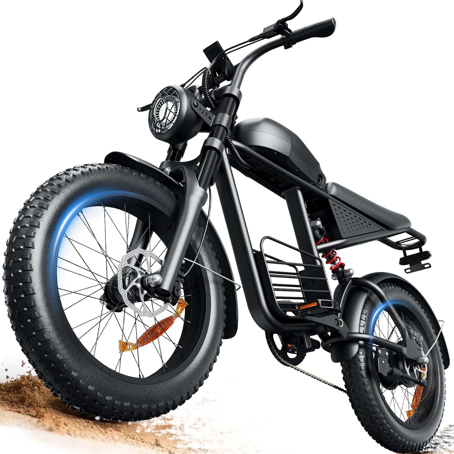 Electric Bike for Adults, 1000W/1500W Dirt Bike, 30MPH/34MPH, 48V 15Ah/48V 18.9Ah E-Bike, 30-47 Miles Electric Motorcycle, 20″ Fat Tire Off-Road Bike, All Terrain for Mountains, Snow, Sand, Road