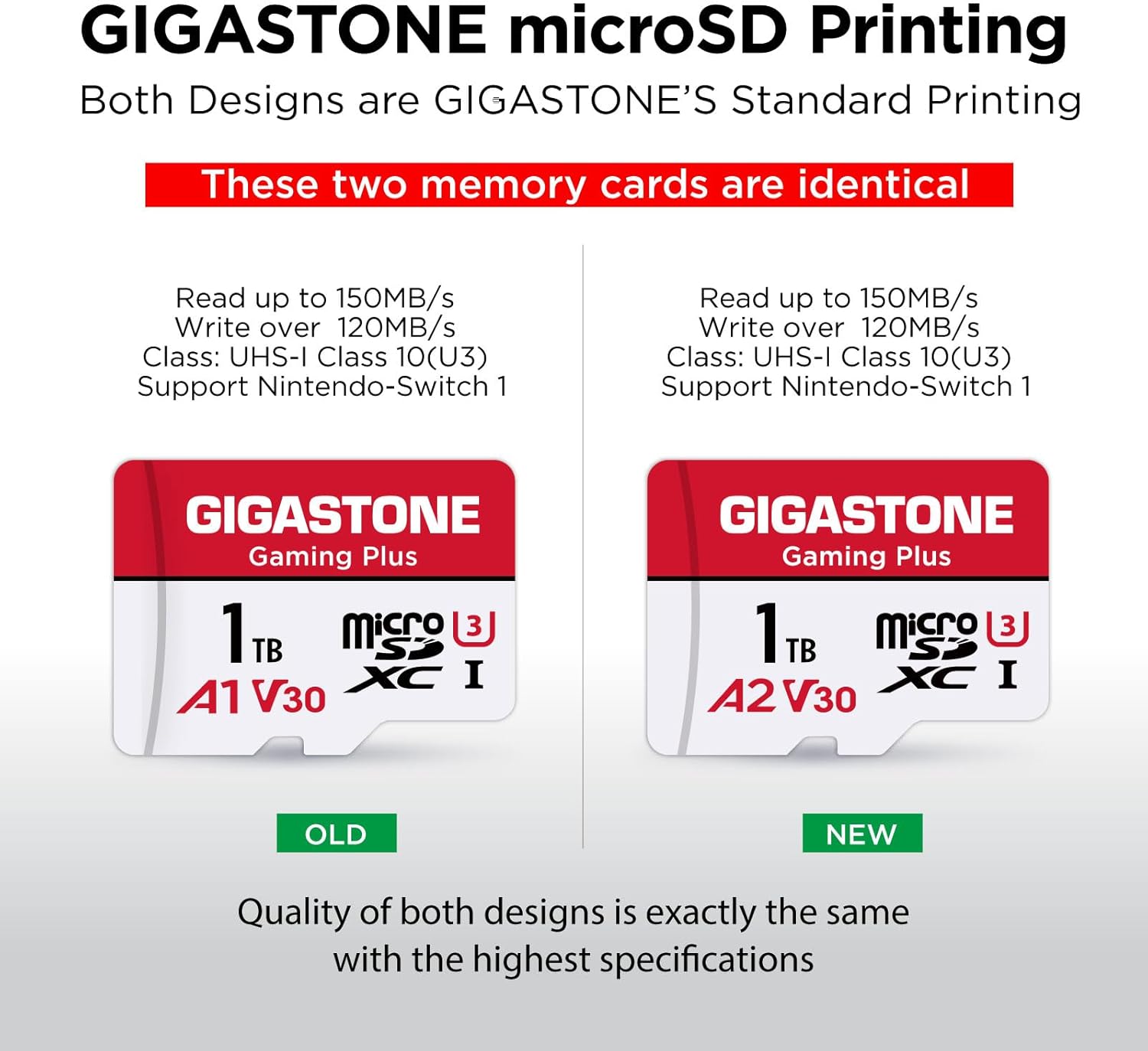 GIGASTONE 1TB Gaming Plus Series Memory Card Speed Up to 150/120MB/s for Nintendo-Switch 1, Steam Deck, 4K Video A1 V30 U3 MicroSDXC with SD Adapter