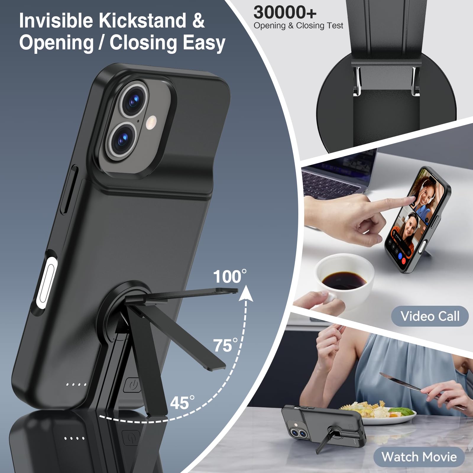 BOPPS Battery Case For IPhone 16 Pro With Invisible Stand,2025 New Slim 8500mAh Portable Rechargeable - View #8