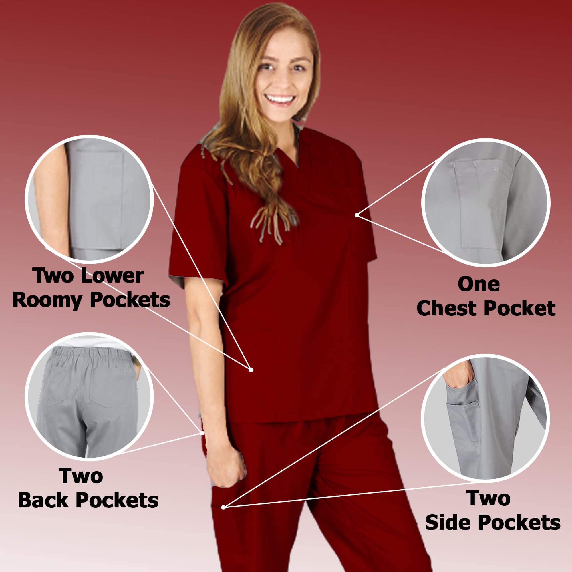 Active Uniforms Women's Scrub Sets, Scrub Top and Pants. Run Large (Burgundy, Large)