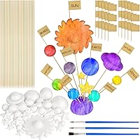 Vista 1 de Kit de 100 bolas de espuma modelo de sistema solar, incluye bolas de poliestireno de tamaño mixto, bandera de palillo de dientes, palos de bambú
