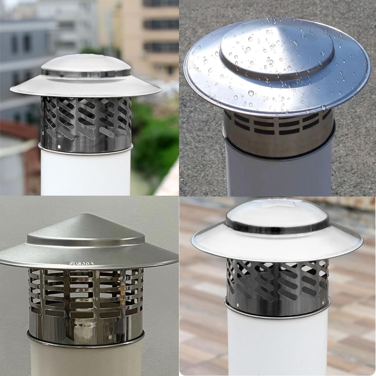 Chimney Cowlfor Chimney Cap Round Rain Cover Chimney Rain Cap Chimney Caps Bird Guard for Roof Vent Protetion Large, Chimney Cover Outside Chimney Cover Flue Caps(16cm*13.6cm/6.2"*5.3")