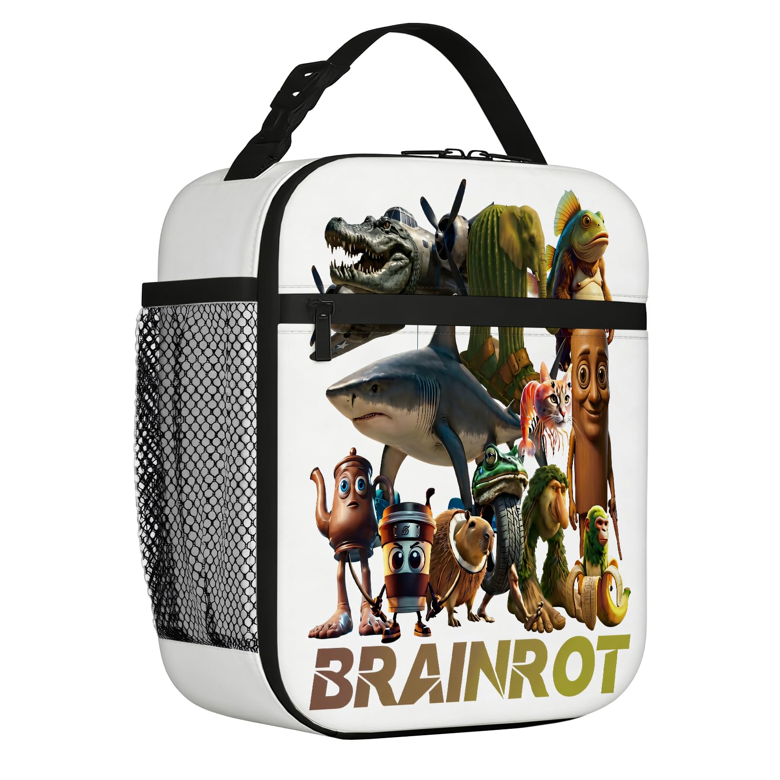 Italian Brainrot Lunch Bag, Insulated Boys Lunch Bag, Thermal Pack Boys Lunch Box, Italian Brainrot Lunch Box, Side Pocket for Water Bottle, Childrens Small Lunchs Box for School, Work, Picnics