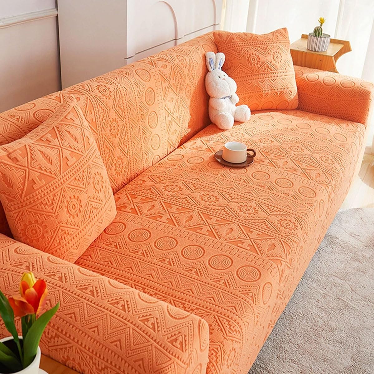 Qqwbhj A Sof Cover Stretch 1 2 3 4 Seater Non Slip Couch Covers Nti Slip Thickened Sof Slipcovers Ll-Inclusive Sof Slipcover Polyester Spandex Furniture Protector Cover (Size:2 Seater (145-185Cm),Color:a)