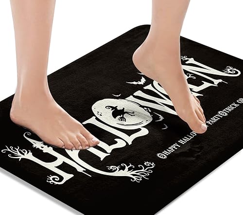 Britimes Alfombra de baño para baño, Halloween, color negro, antideslizante, cubierta de suelo, alfombra de piso de 16 x 24 pulgadas, decoración de disponible en Yaxa Peru