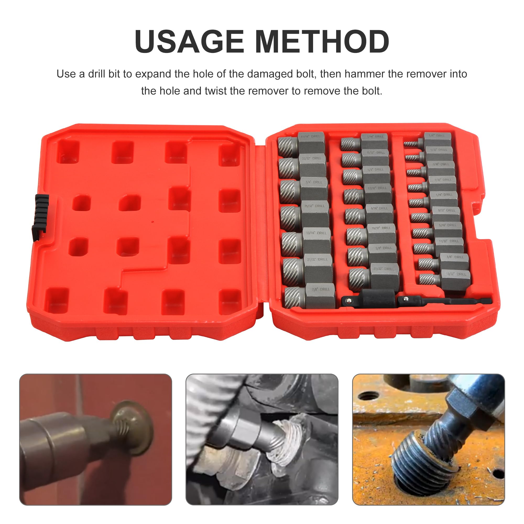 Juego de extractores de grifo de cabeza de acero, kit de 10 piezas para tornillos pelados, construcción duradera para una fácil extracción de tornillos dañados