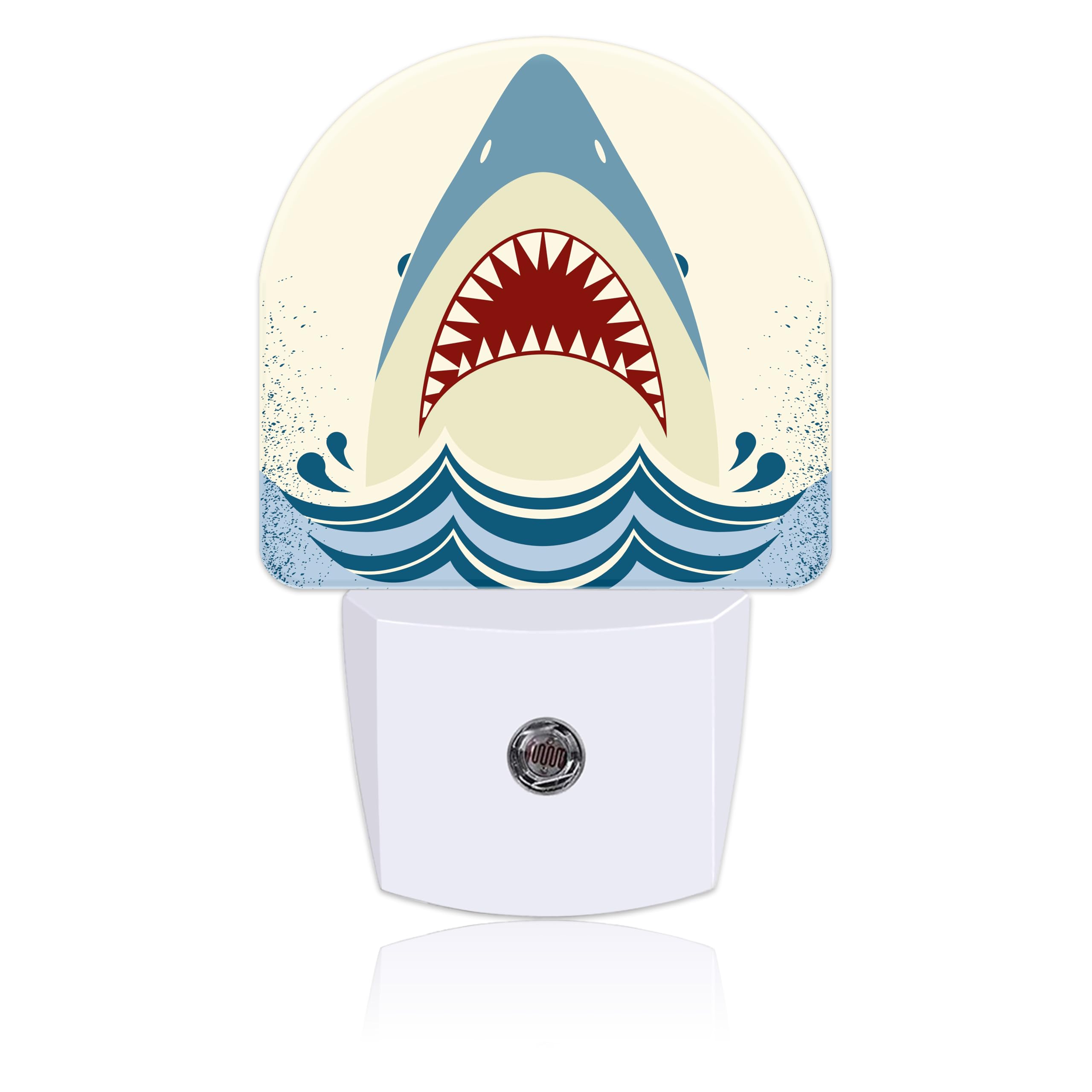 Cartoon Shark Teeth Night Light for Kids, LED Night Light Plug into Wall with Dusk to Dawn Sensor for Girls Boys Women Men Room Decor, Hallway, Kitchen, Bathroom, Nursery, Stairs