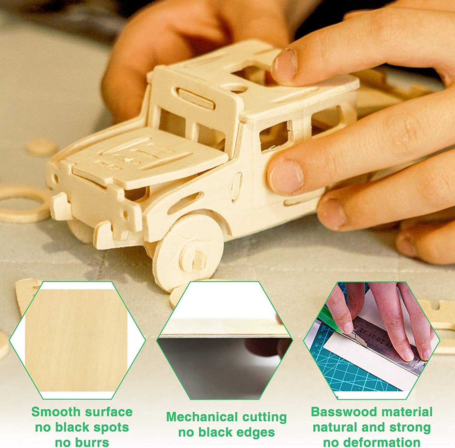OWLKELA Drewno lipowe, 20 sztuk 100 x 100 x 2 mm, płyty z drewna do majsterkowania – drewniane wycięcia do majsterkowania, idealne do projektów laserowych, modeli DIY, sztuki i rzemiosła, obrazów