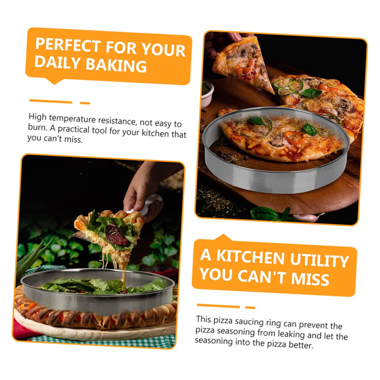 BRIGHTFUFU Wear Resistant Pizza Ring Reusable Multi Function Pastry Ring for Easy Ingredient Placement Pizza Accessory for Home Baking and