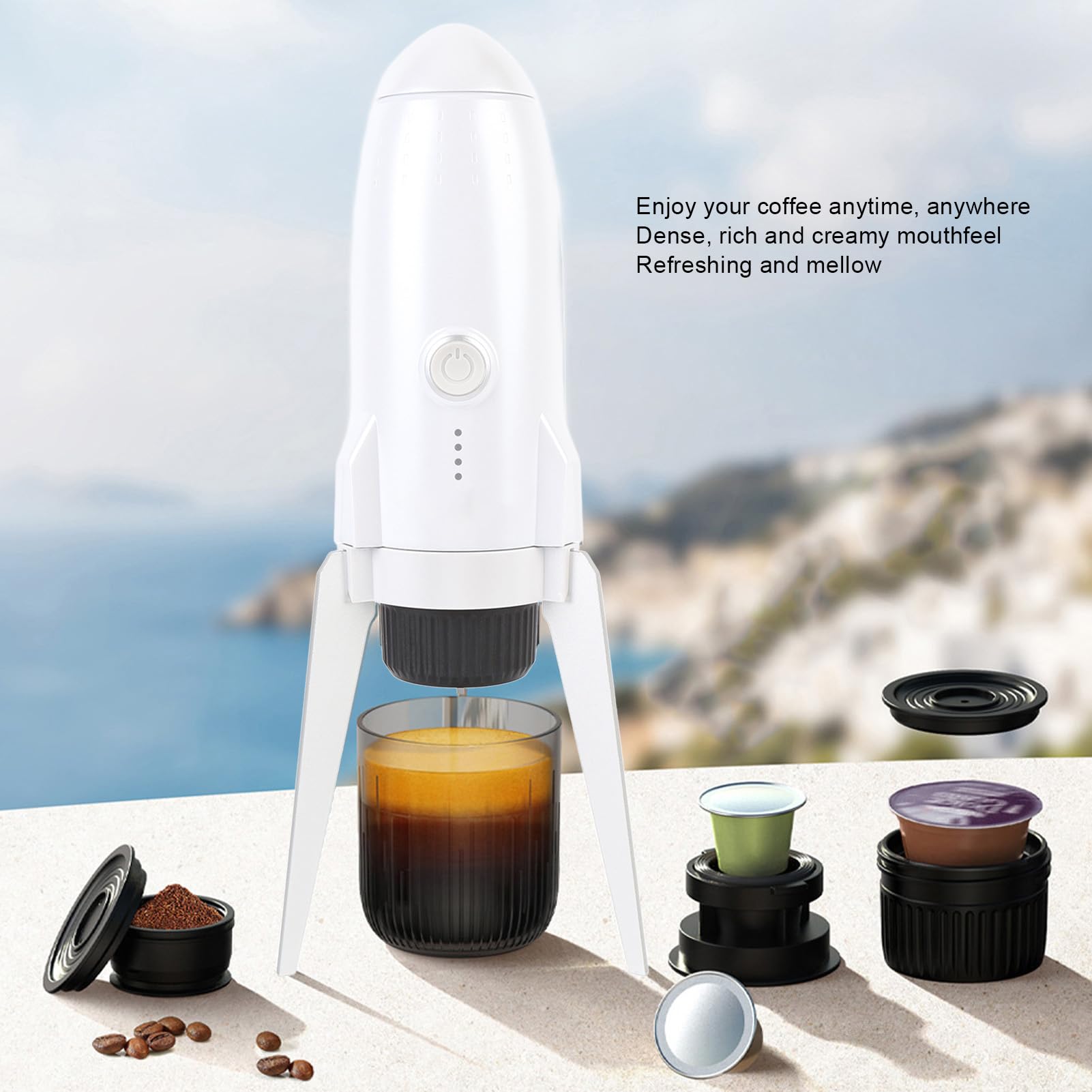 Máquina de café Portátil de Cápsulas, 3 en 1 Inalámbrica, 7800mAh