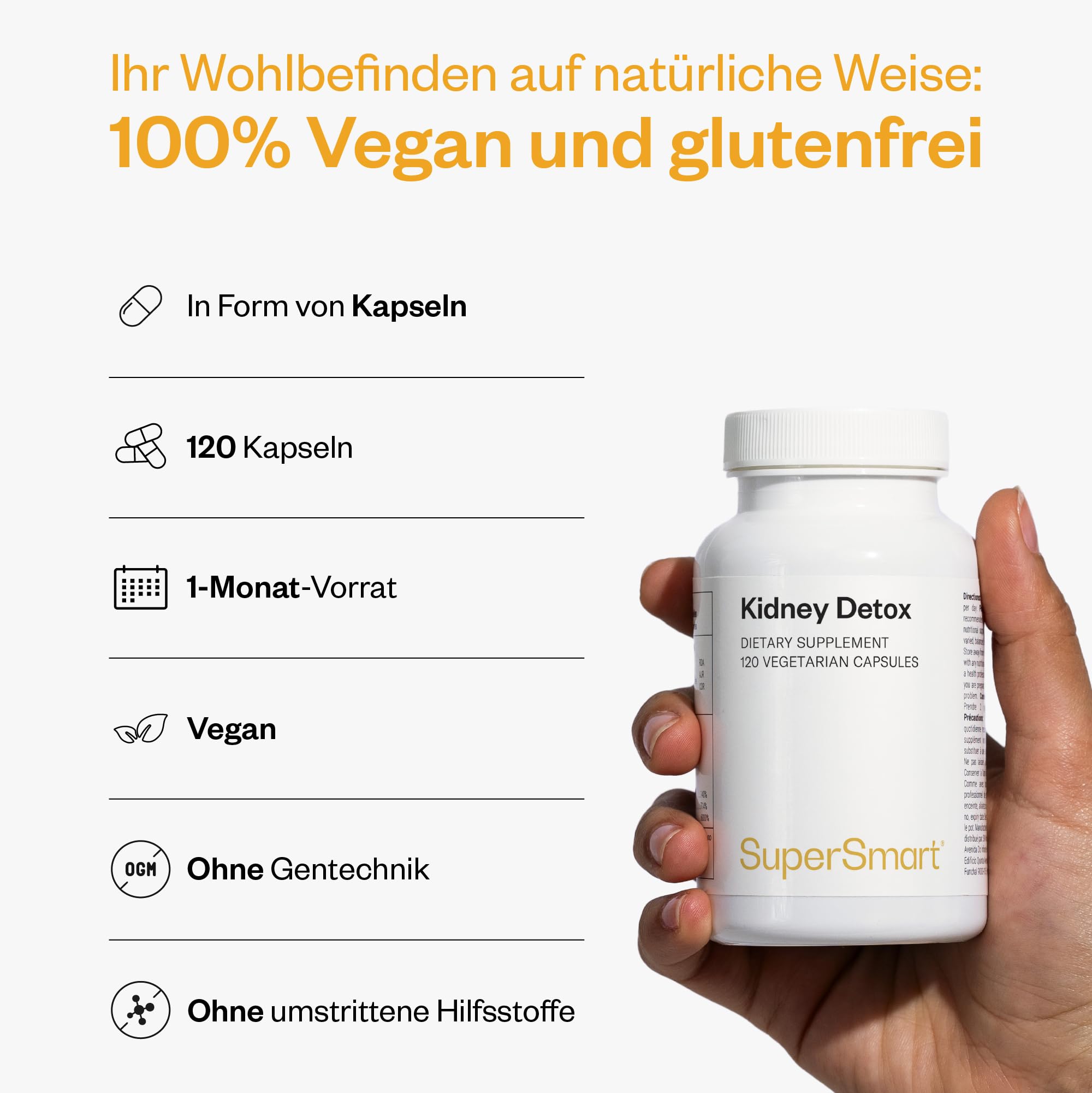 Supersmart - Kidney Detox Formula - Phyllanthus-Niruri-Extrakt hilft gegen Nierensteine | Nicht GVO und glutenfrei - 120 vegetarische Kapseln