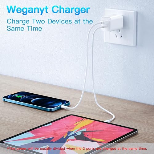 Miniatura 5 de Bloque de carga de pared USB C, bloque de carga rápida de 20 W de doble puerto tipo C para Apple Watch Series 8, cargador de pared, adaptador de
