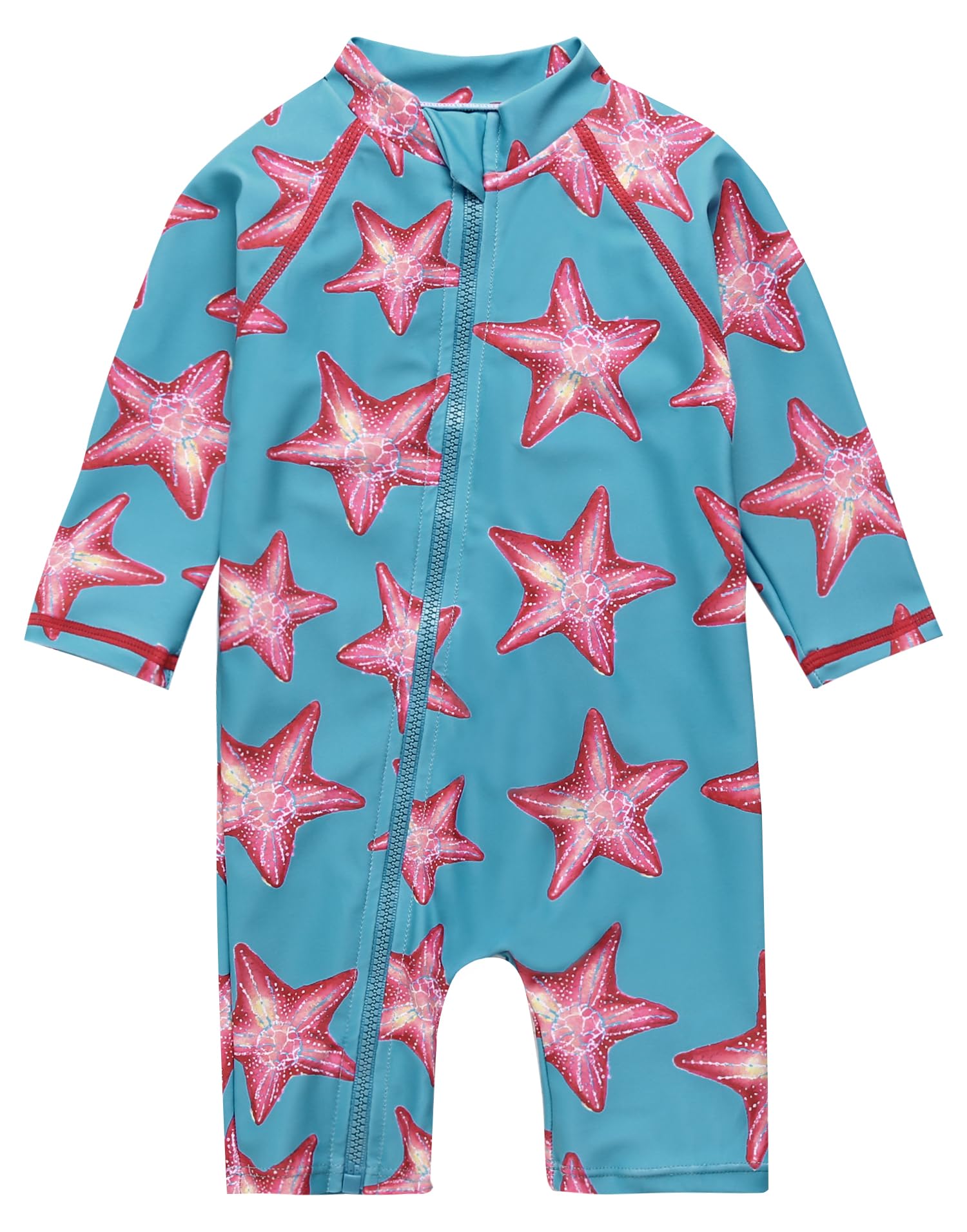 VAENAIT BABY Zip &amp; Snap Rash Guard Swimsuit, UPF 50+ One-Piece Long Sleeve Swimwear, Quick Dry Infant Beach Suit for 0~2T