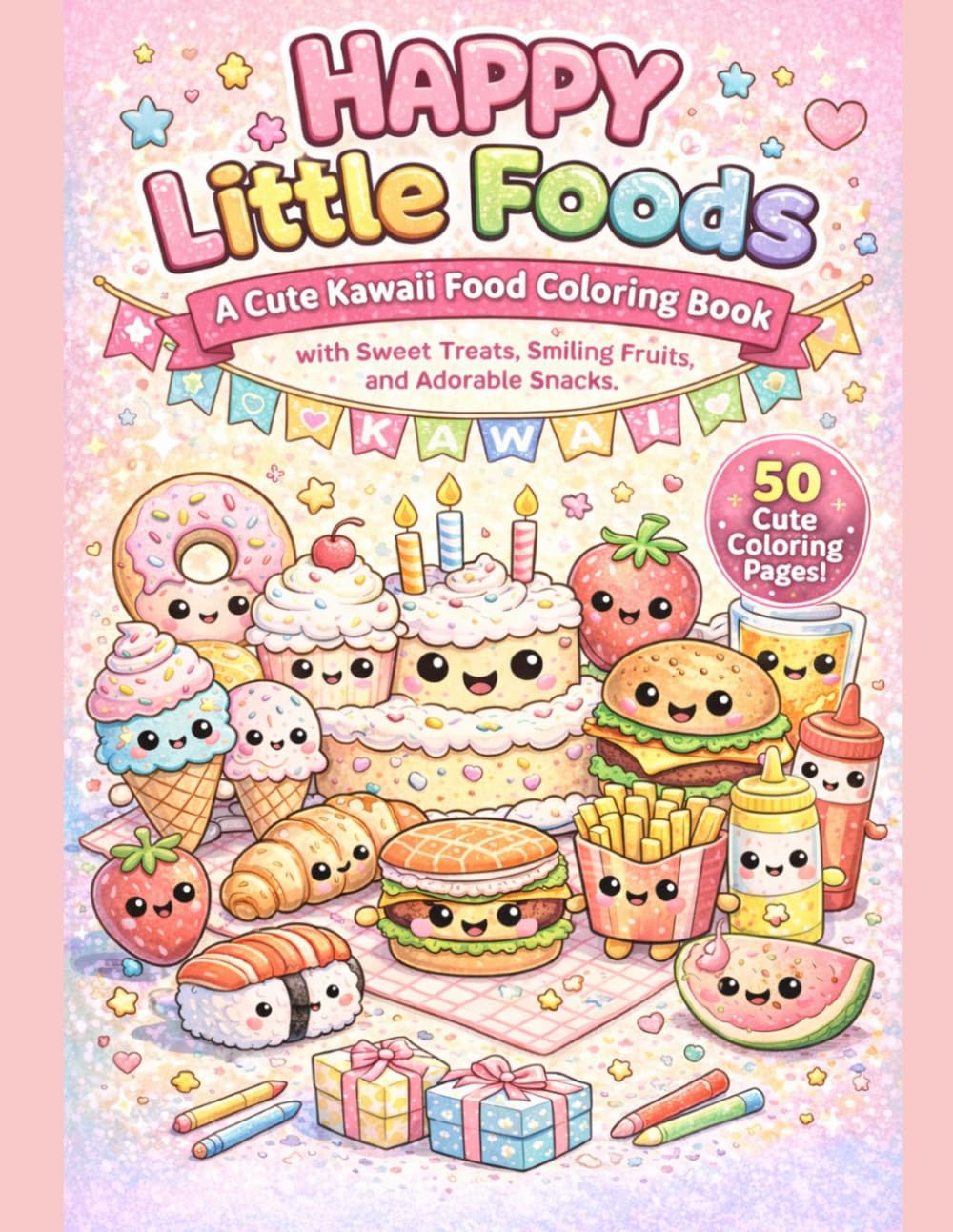 Happy Little Foods: A Cute Kawaii Food Coloring Book with Sweet Treats, Smiling Fruits, and Adorable Snacks! (Sweet & Mischievous Collection)