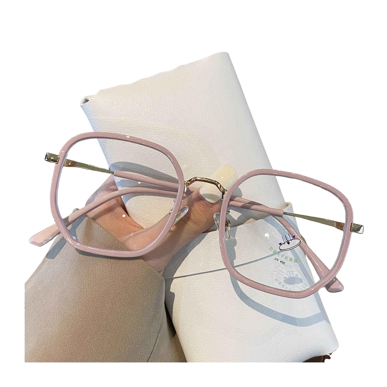 Anti Blue Light Hexagonal Square Computer Glasses for Women Stylish, Designer Metal Frame Retro Zero Power specs, UV400 Protected Blue Cut Blocking Lens Filters Harmful UV rays