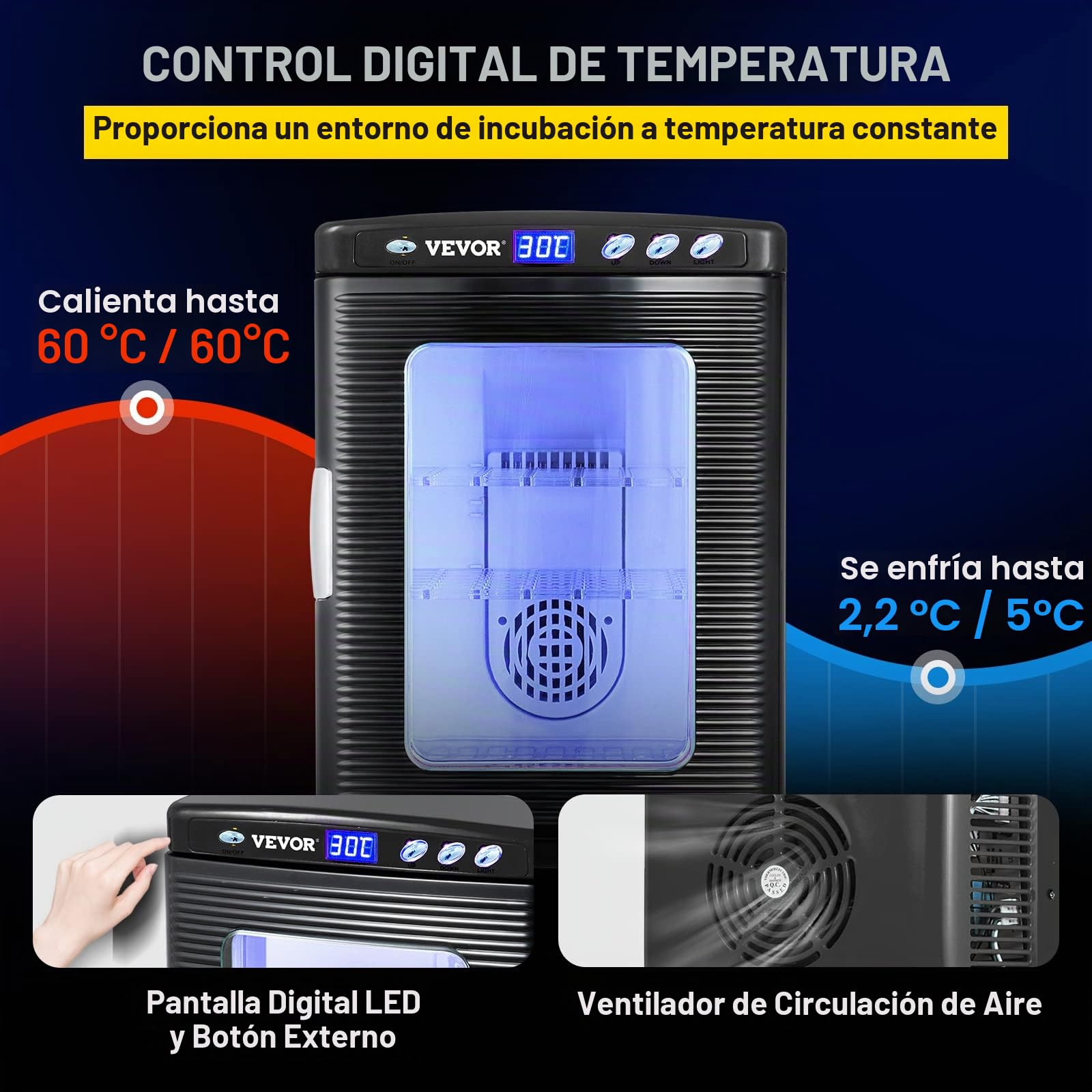 VEVOR Incubadora 5°-60°C (36-140°F), 25L Incubadoras automáticas para incubar incubadora con temperatura constante mejor para Reptiles, anfibios