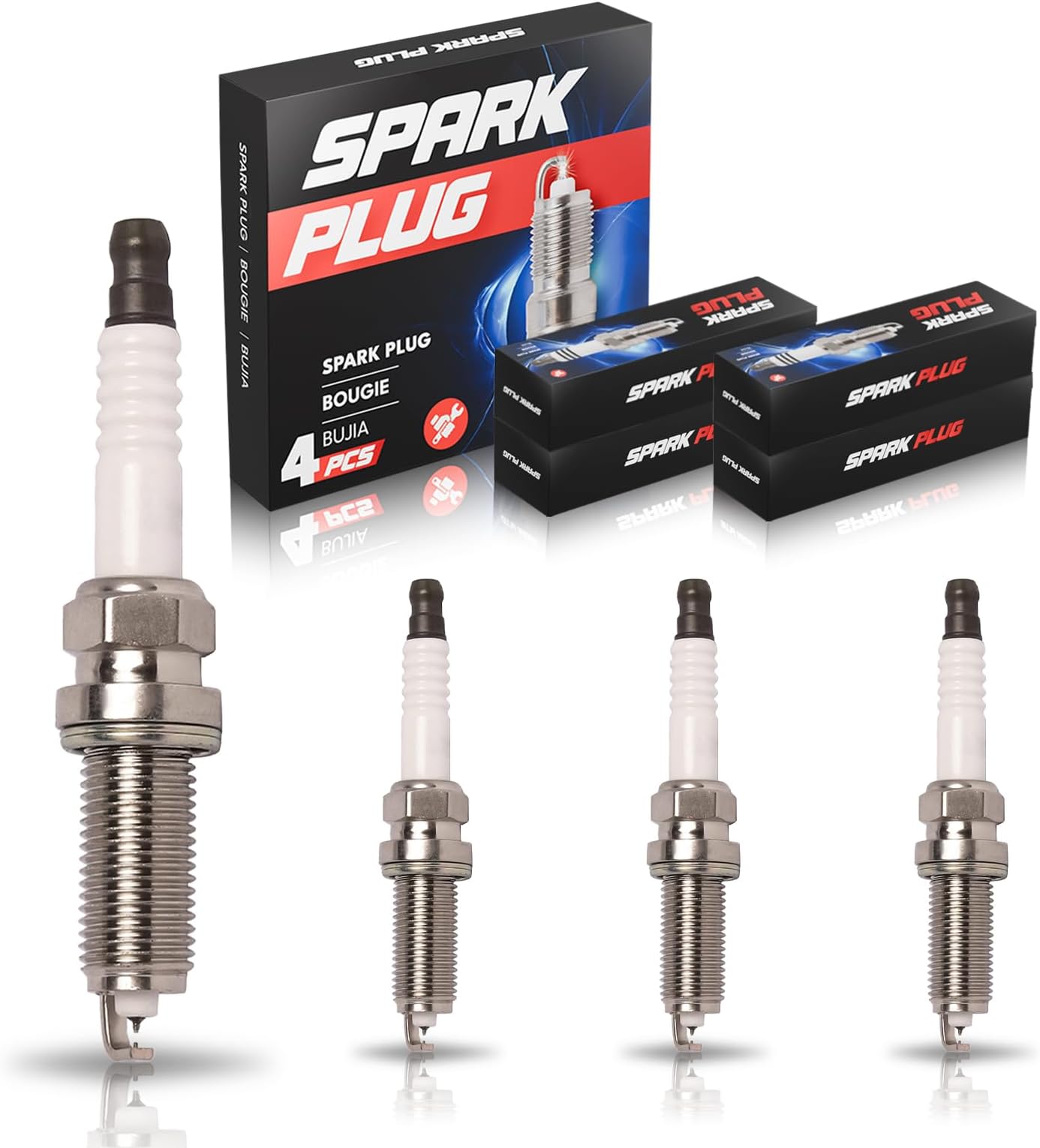 ENA Double Iridium Spark Plug for 9029 DILKAR6A11 22401JA01B Compatible with Nissan Altima 2007-13, Cube 2009-14, NV200 2013-21, Rogue 2008-13, Rogue Select 2014-15, Versa, Sentra, Set of 4