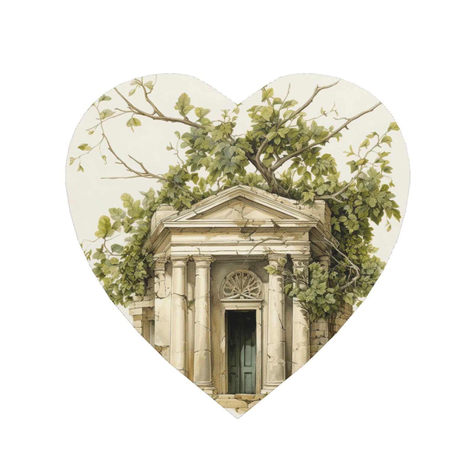 Antique Building With Roman Olive Branch And Greek Print Refrigerator Magnet,Magnets For Refrigerator Decoration, Kitchen, Office, Wall
