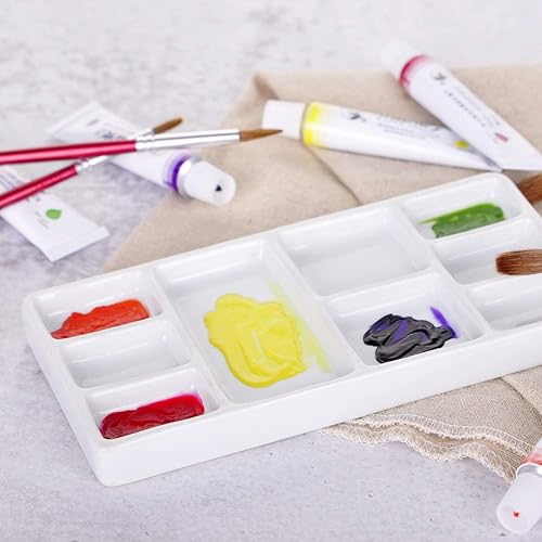 Miniatura 5 de VanEnjoy Paleta de pintura de artista de cerámica cuadrada blanca,Paleta de acuarela de porcelana,Bandeja de mezcla de cerámica para pintura de
