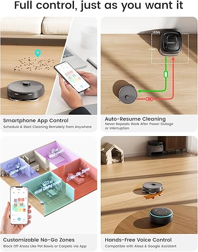 Miniatura 9 de Lefant Aspiradora robot M3 Max, aspiradora y trapeador robot, succión de 20000 Pa, cepillos antienredos, trapeador giratorio doble,