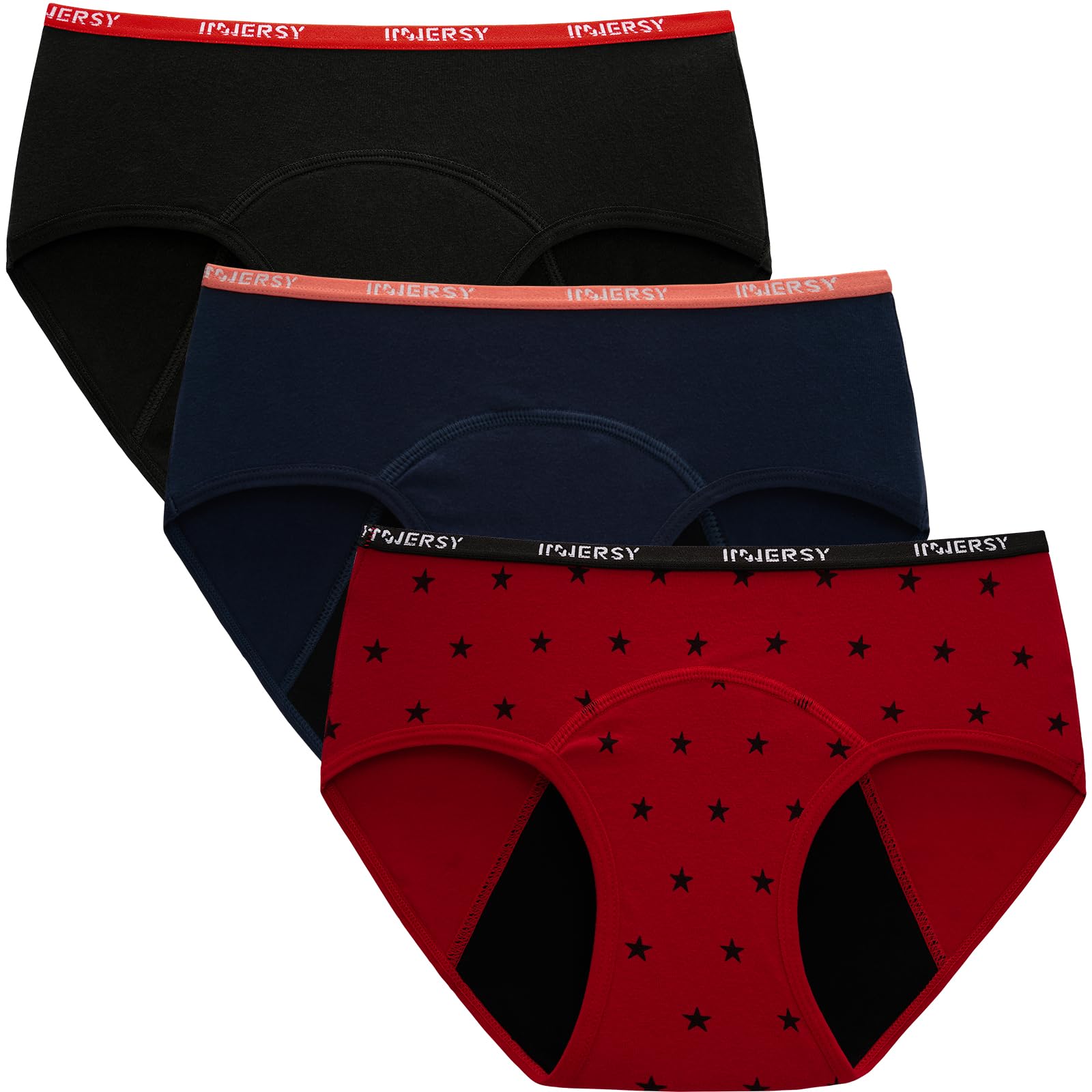 INNERSY Bragas Menstruales Niña Ropa Interior Protección Algodón Braguitas Regla 8-16 Años Pack de 3