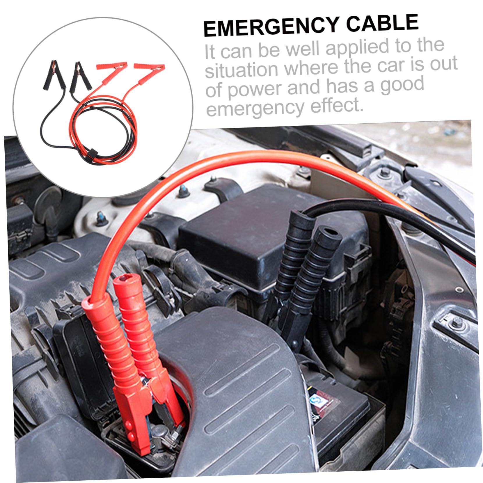 Cable de Emergencia para Coche Funda Completa 2000 | Cobre y Aluminio, Negro, para Motos y Automóviles, Conexión de Generadores y Baterías de Arranque