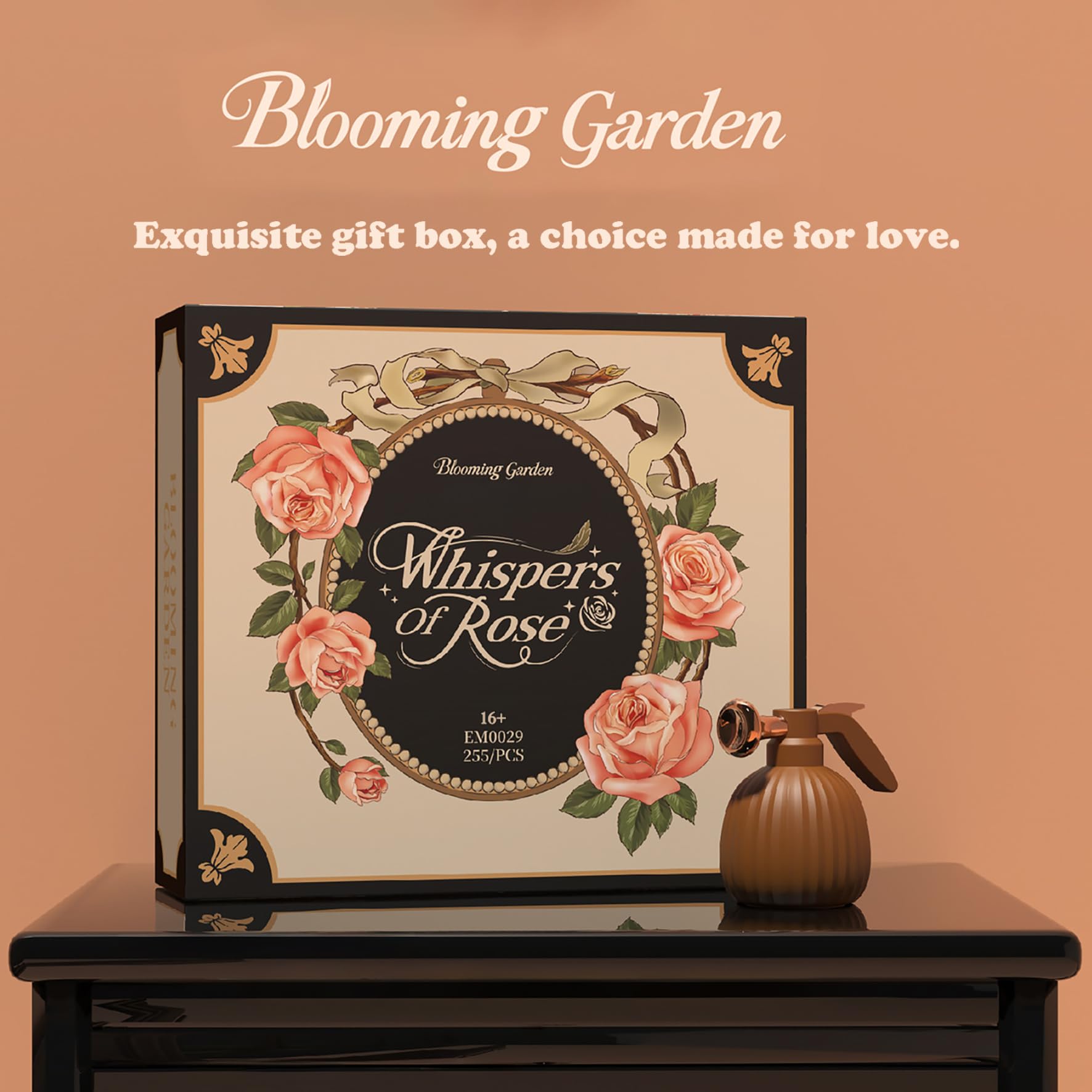 Rosen Bausteine Blumen mit Blumentopf, 255 Teile Botanik Klemmbausteine, Künstliche Blume Bauklötze Bausatz Spielzeug für Home Deko Geschenk für Erwachsene Freundin Frauen