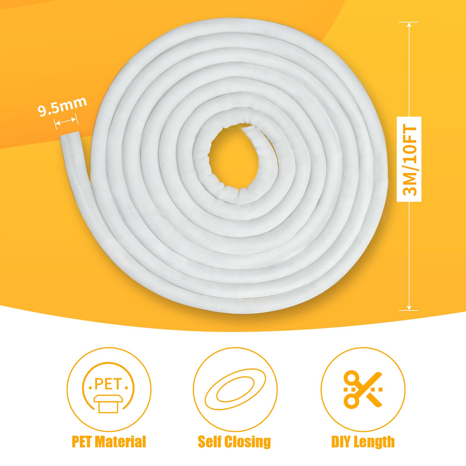 Cozary 3m Guaina per Cavi Elettrici Intrecciata, 9.5mm Flessibile Self-closing Raccogli Cavi, Tagliabile Nascondi Cavo Guaina, Espandibile Copri Cavo Elettrici per TV Computer Auto