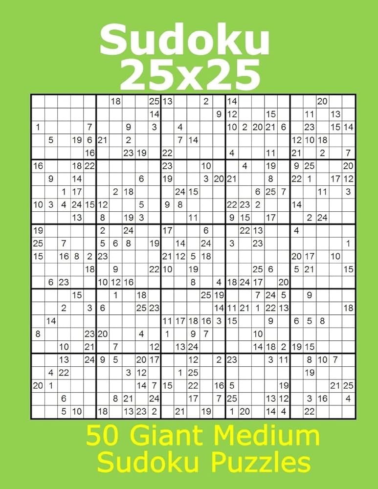 sudoku-25x25-50-giant-medium-sudoku-puzzles-james-jacob-9781979444712-amazon-com-books for Free Printable Giant Sudoku Puzzles Sudoku 25x25 50 Giant Medium Sudoku Puzzles: James, Jacob: 9781979444712: Amazon.com: Books for Free Printable Giant Sudoku Puzzles
