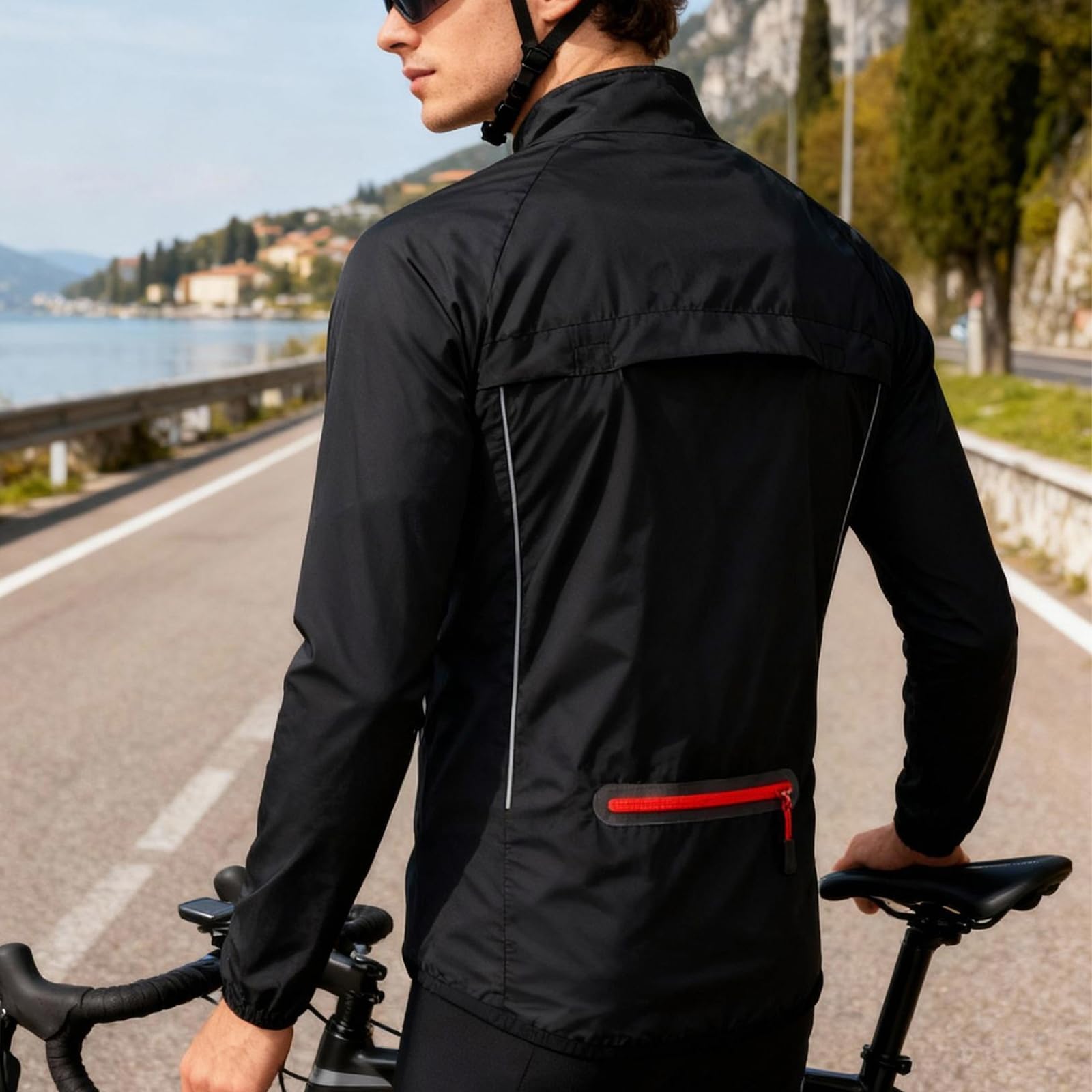 WOSAWE Veste de Cyclisme Ultralégère Respirante Coupe-vent avec Bande Réfléchissante