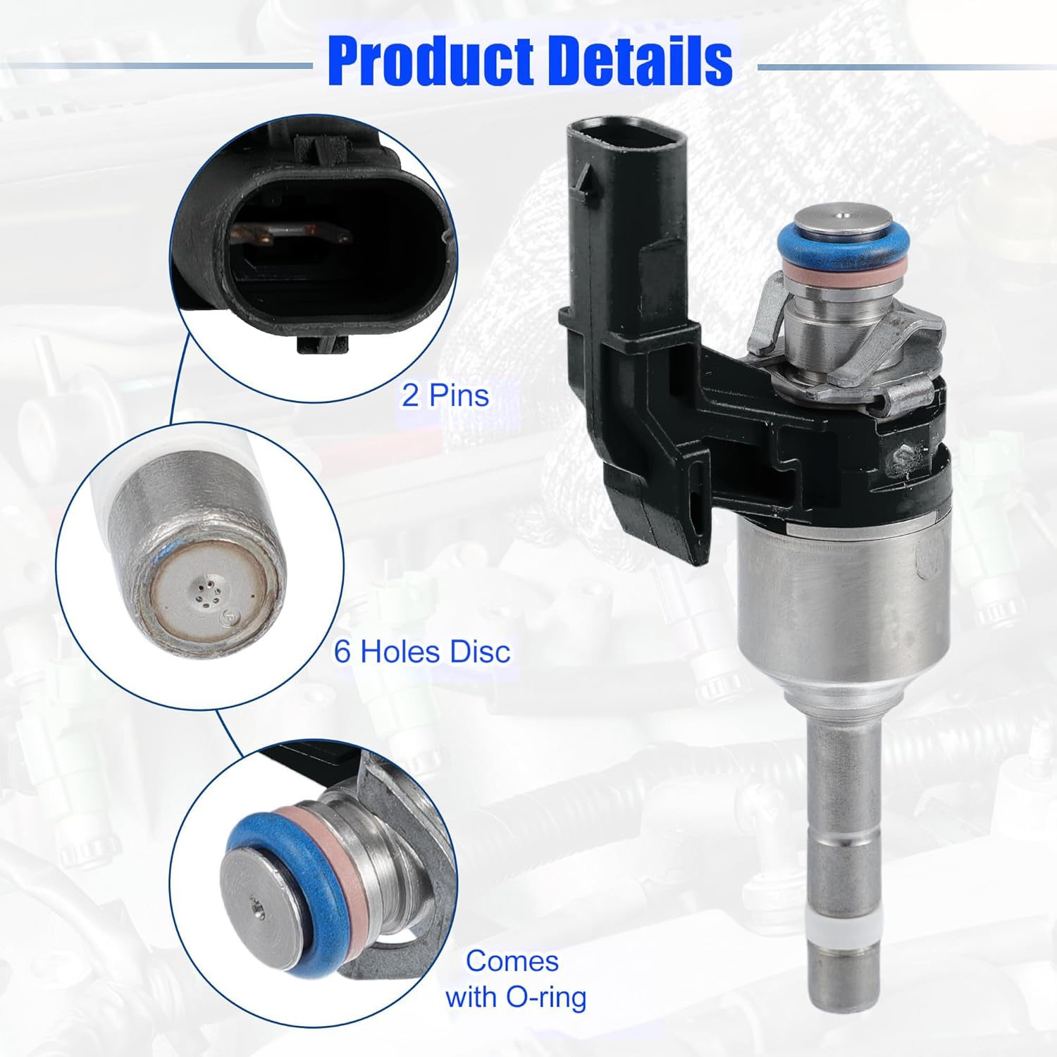 Fuel Injector 03F906036B for A3 A1 1.2 TFSI 2010-2015, VW Golf VI Polo V Beetle 1.2 TSI 2008-2019, SKODA Octavia Roomster Fabia 1.2 TSI, SEAT Leon Ibiza Toledo, 6-Hole Fuel Nozzle