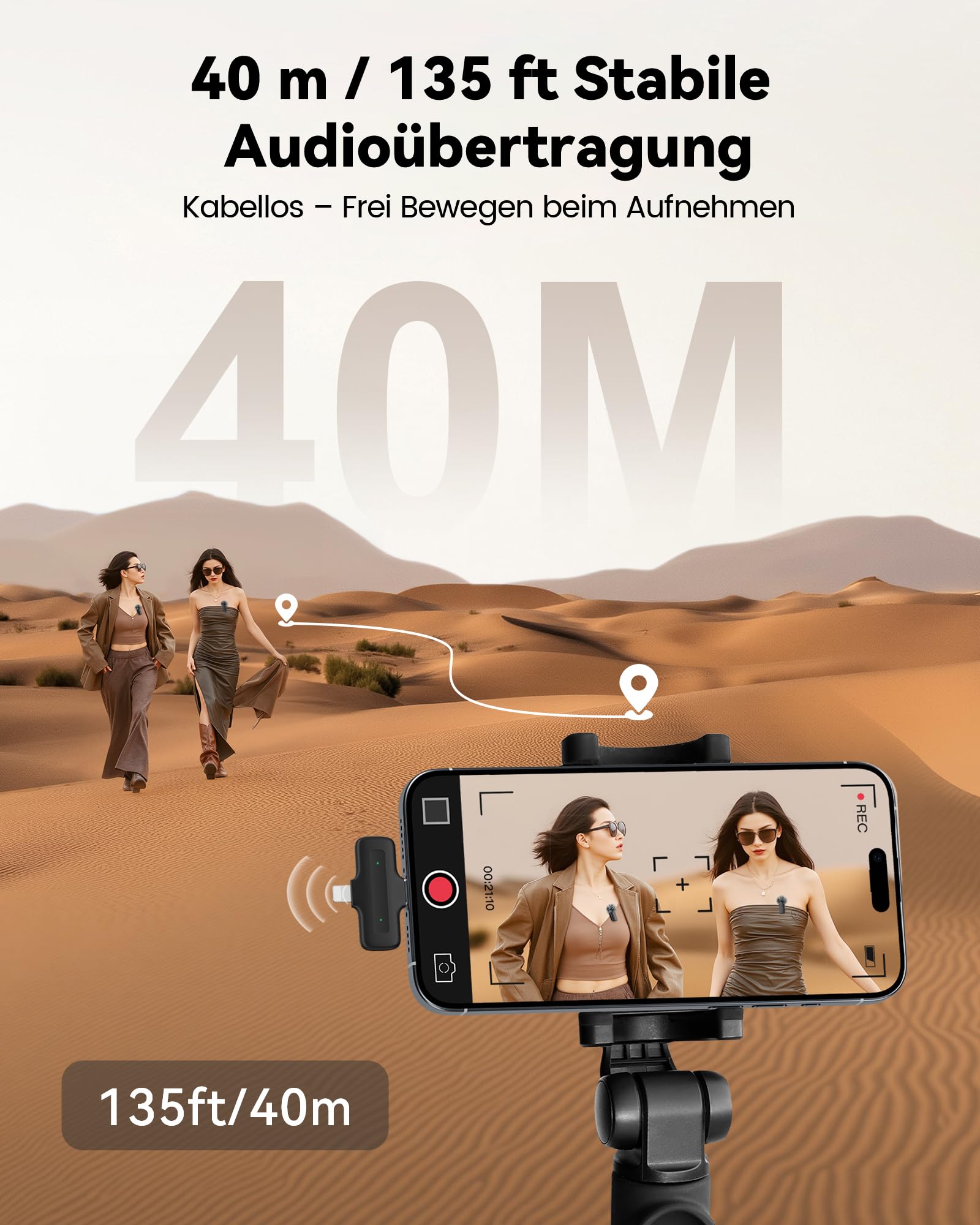 CZOCPOS Kabelloses Lavalier Mikrofon Wireless für iPhone/iPad/Android mit Ladebox, Geräuschunterdrückung, 36 Stunden Akkulaufzeit, Mini Mikrofon für iPhone für Video/YouTube/Vlogs