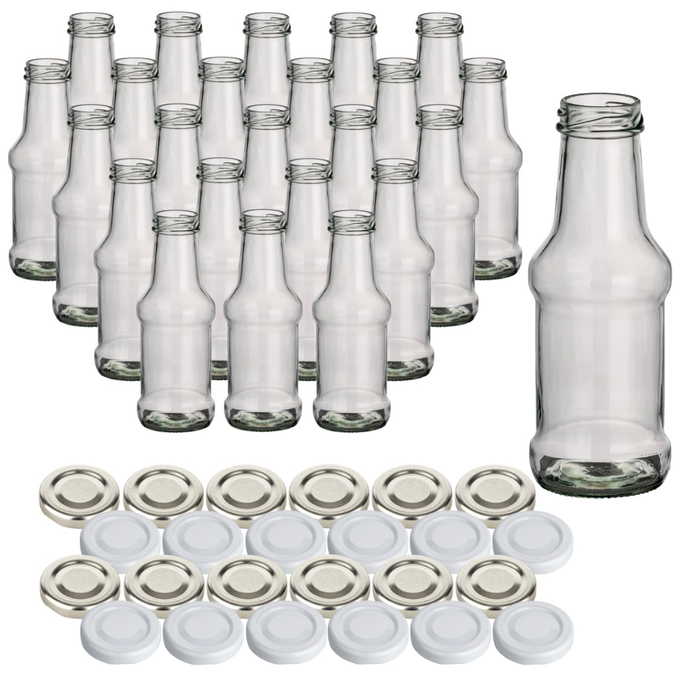 Set 24 Bottiglie Vetro 150ml Con Tappo Argento - Per Succhi, Frullati, Condimenti - Foto 8