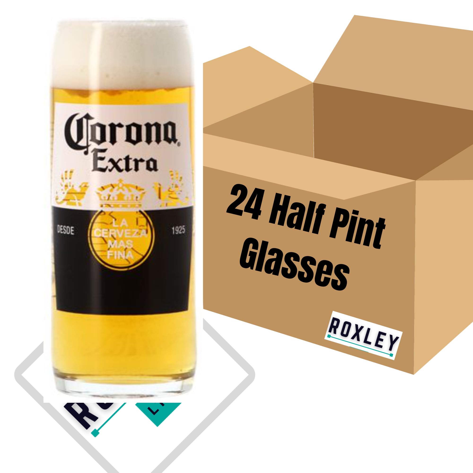 Roxley Corona - Juego de 24 vasos de media pinta (24 unidades, 28 cl)
