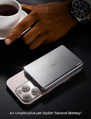 Miniatura 6 de LISEN Cargador portátil MagSafe ultra delgado de 0.5 pulgadas, tarjeta inalámbrica de 10000 mAh, batería MagSafe, accesorios para iPhone 17 Air,