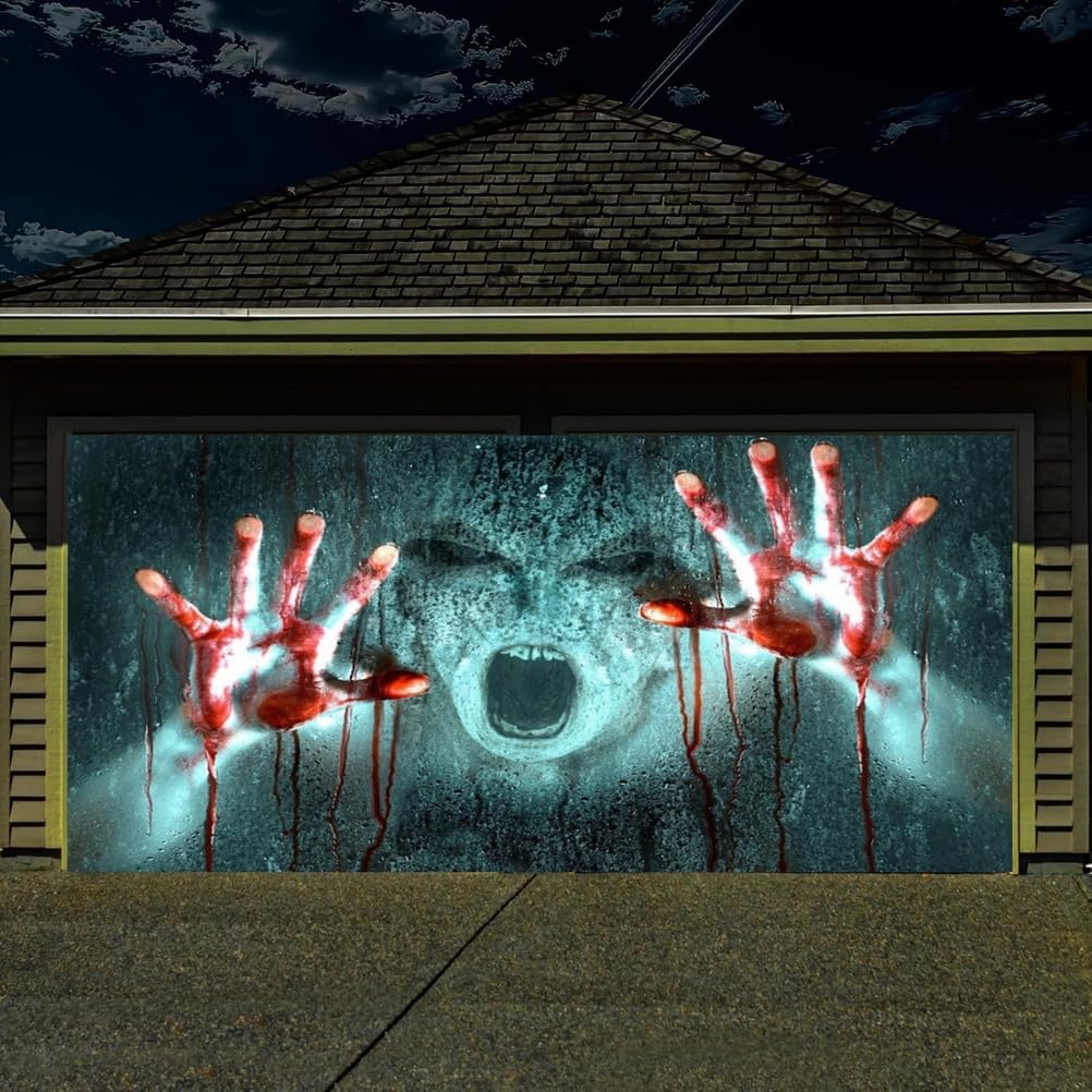 Decorazioni per Feste di Halloween, copriporta Happy Halloween, copriporta per Garage Spaventoso per Notti da brivido, Decorazioni spettrali, perfette per Feste e Ottima Idea Reg