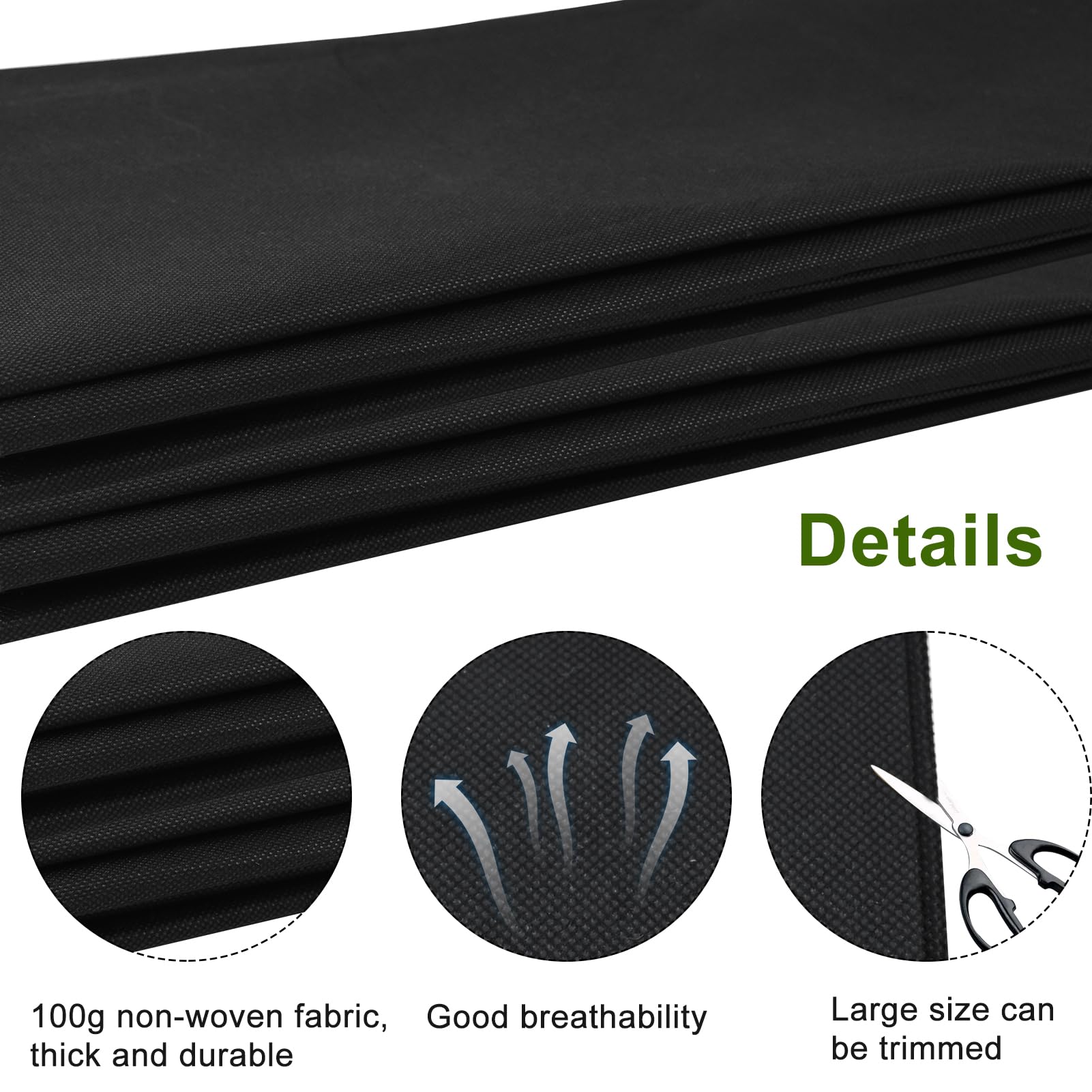 Udewo Revêtement en tissu pour grand bac à légumes extérieur surélevé, 2,9 m x 1,6 m, non tissé, noir, pour légumes, herbes, sacs de culture pour plantes – Taille L