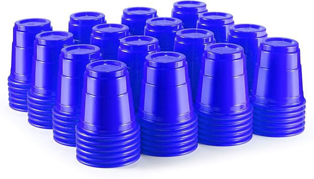 100ct 2oz Mini Blue Shot Glasses, Disposable Small Plastic Cups for Parties, Weddings, Events Bulk Pack