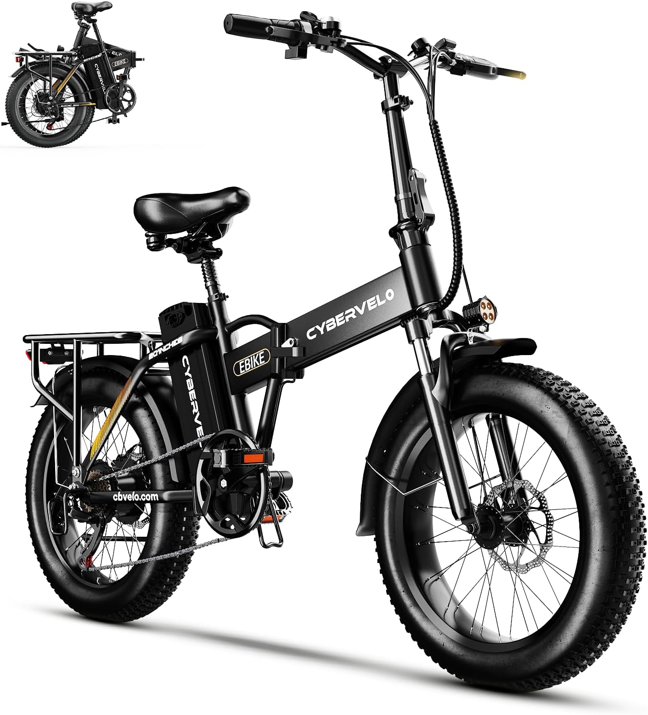1000W Folding Electric Bike, 48V 20.8AH Large Removable Battery E-Bike, 30+MPH, 80 Miles Max Range, 20" Fat Tire Electric Bike for Adults