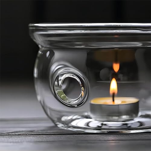 Miniatura 2 de Calentador de tetera de vidrio, calentador de luz de vidrio de borosilicato resistente al calor, 6 pulgadas, velas no incluidas